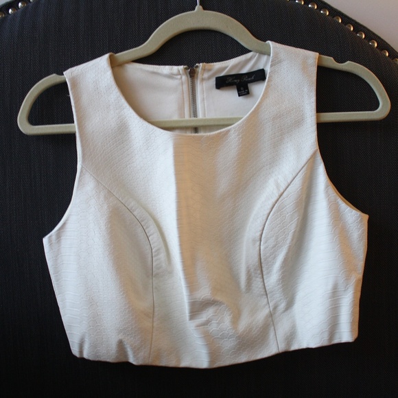 Honey Punch White Leather Python Crop Top - Picture 1 of 4